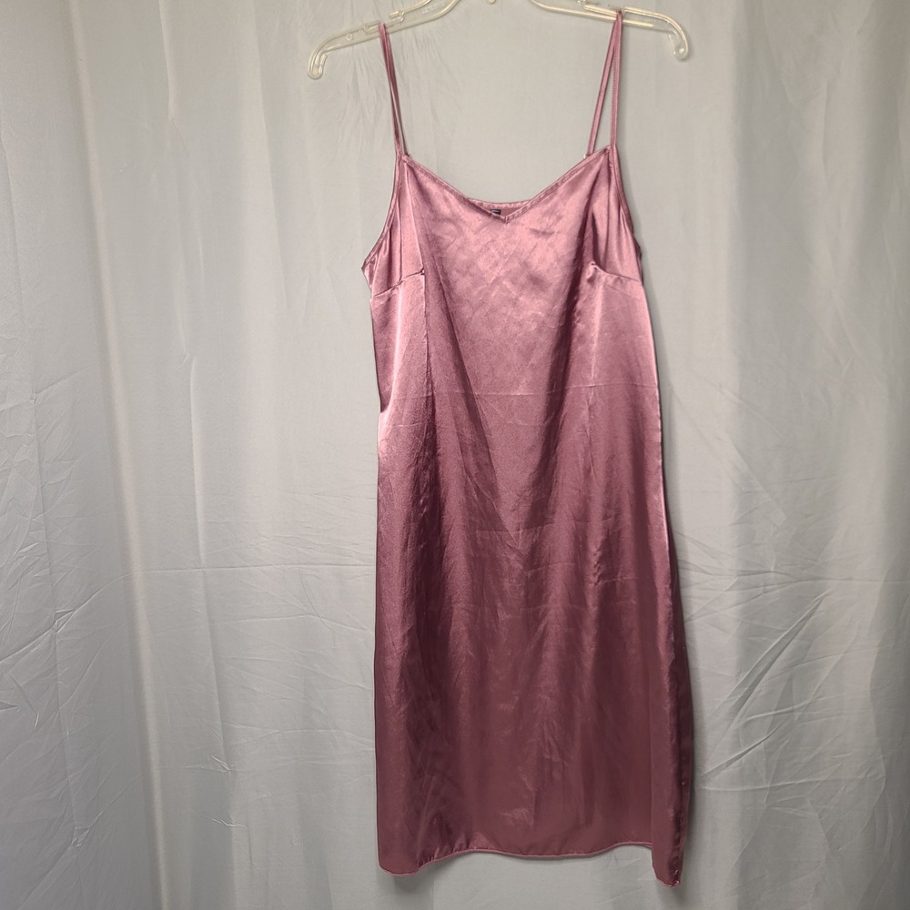 Avidlove Nightgown Womens Small Pink Satin Adjustable Strap V-Neck Chemise‎ Slip